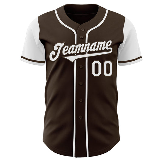 Custom Brown White Authentic Two Tone Baseball Jersey - Sky-Custom