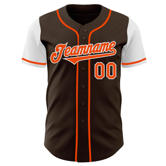 Custom Brown Orange-White Authentic Two Tone Baseball Jersey - Sky-Custom