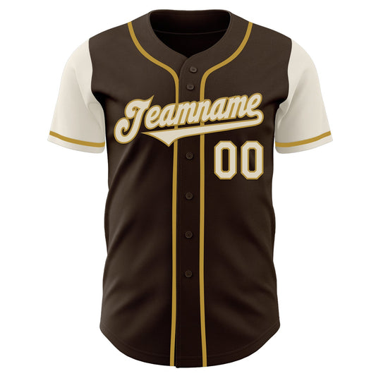 Custom Brown Cream-Old Gold Authentic Two Tone Baseball Jersey - Sky-Custom