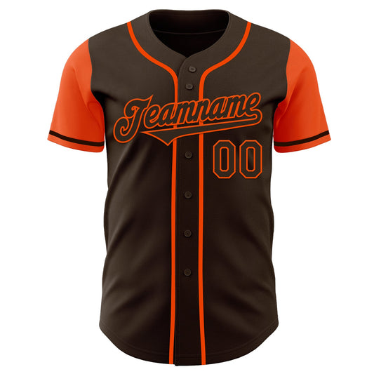 Custom Brown Orange Authentic Two Tone Baseball Jersey - Sky-Custom