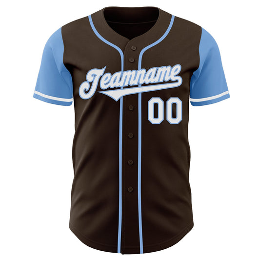 Custom Brown White-Light Blue Authentic Two Tone Baseball Jersey - Sky-Custom