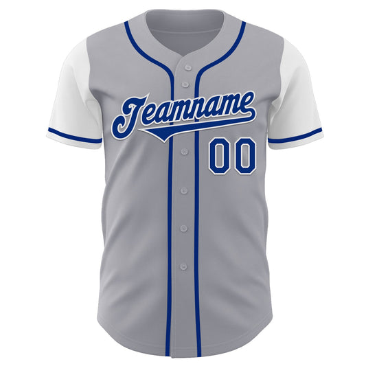 Custom Gray Royal-White Authentic Two Tone Baseball Jersey - Sky-Custom