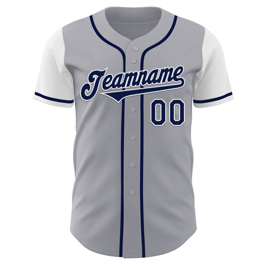 Custom Gray Navy-White Authentic Two Tone Baseball Jersey - Sky-Custom