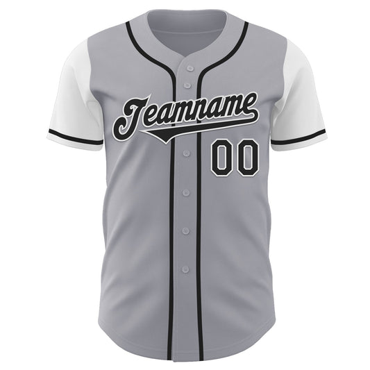 Custom Gray Black-White Authentic Two Tone Baseball Jersey - Sky-Custom