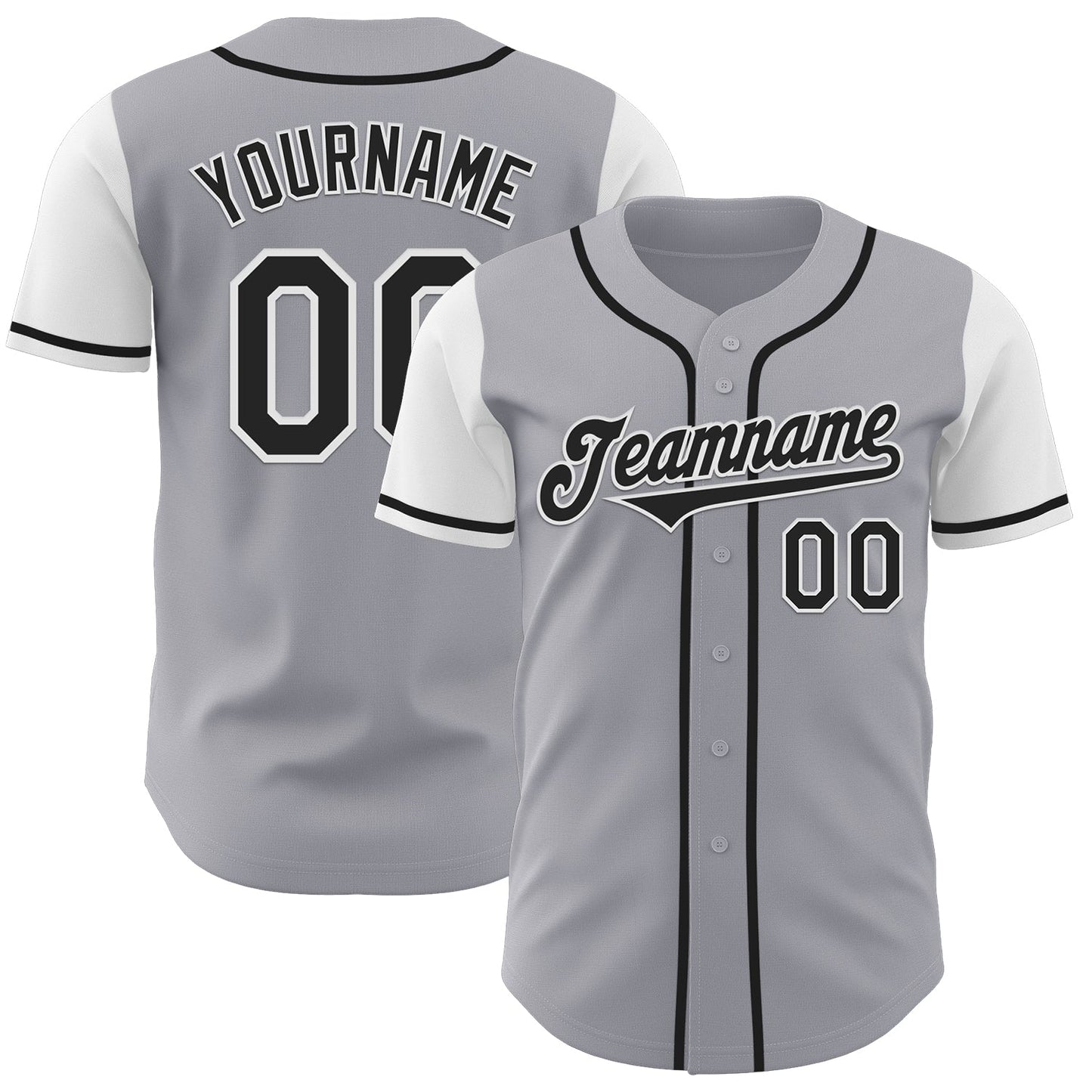 Custom Gray Black-White Authentic Two Tone Baseball Jersey - Sky-Custom