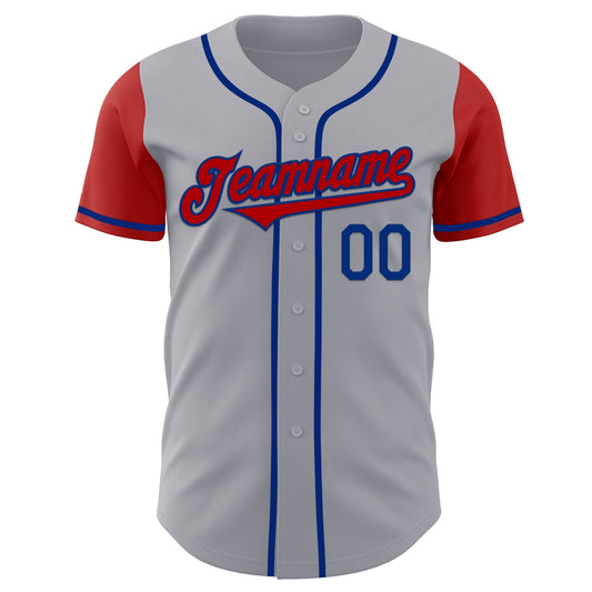 Custom Gray Red-Royal Authentic Two Tone Baseball Jersey - Sky-Custom
