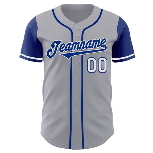 Custom Gray Royal-White Authentic Two Tone Baseball Jersey - Sky-Custom