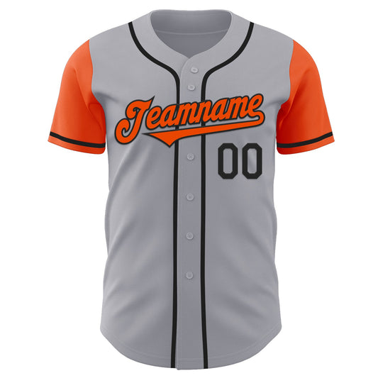 Custom Gray Orange-Black Authentic Two Tone Baseball Jersey - Sky-Custom