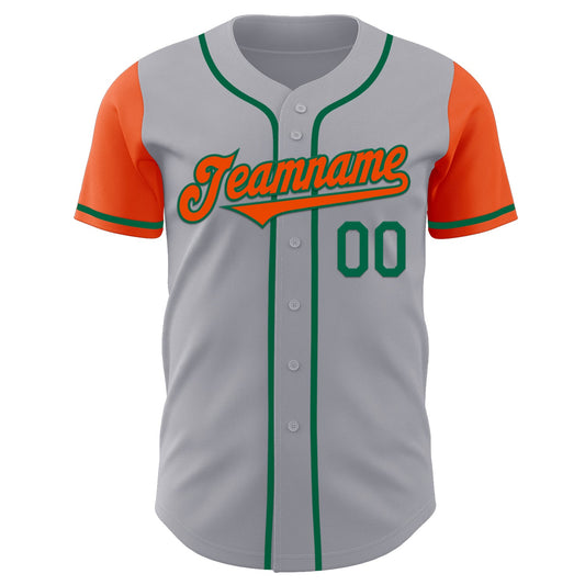 Custom Gray Orange-Kelly Green Authentic Two Tone Baseball Jersey - Sky-Custom