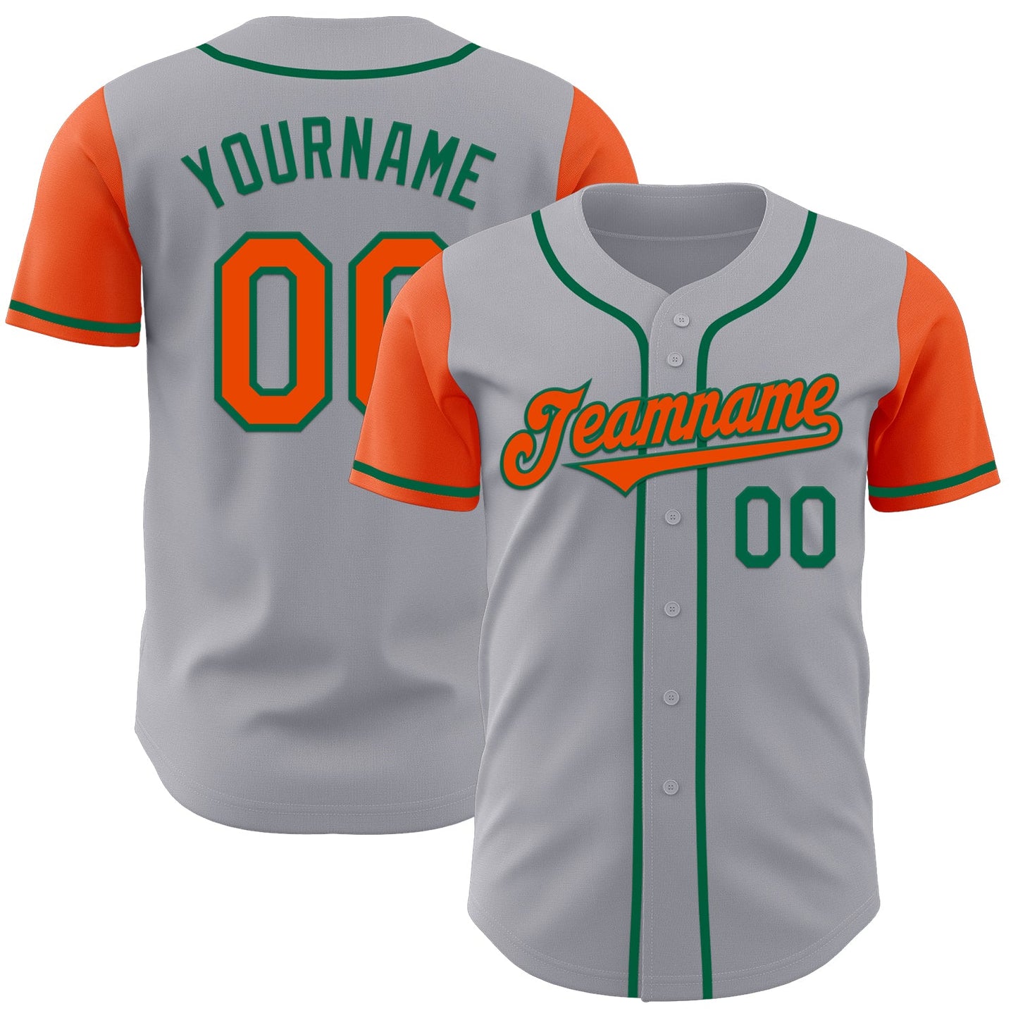 Custom Gray Orange-Kelly Green Authentic Two Tone Baseball Jersey - Sky-Custom