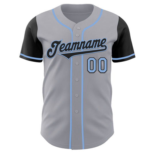 Custom Gray Black-Light Blue Authentic Two Tone Baseball Jersey - Sky-Custom