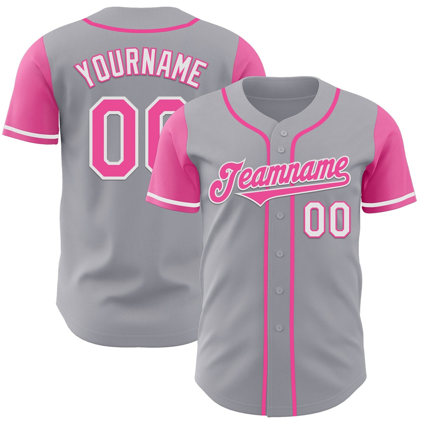 Custom Gray Pink-White Authentic Two Tone Baseball Jersey - Sky-Custom