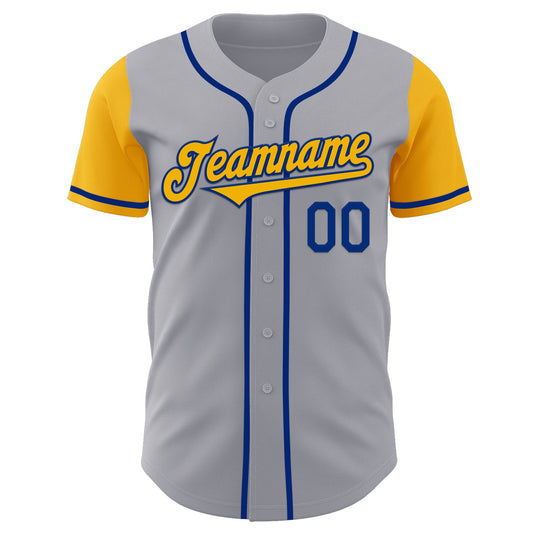 Custom Gray Gold-Royal Authentic Two Tone Baseball Jersey - Sky-Custom