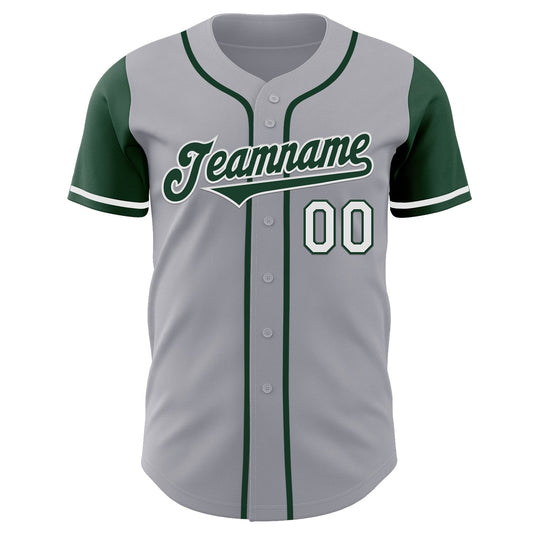 Custom Gray Green-White Authentic Two Tone Baseball Jersey - Sky-Custom