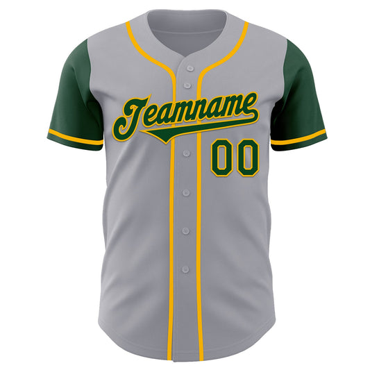Custom Gray Green-Gold Authentic Two Tone Baseball Jersey - Sky-Custom