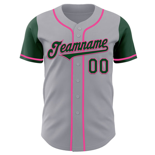 Custom Gray Green-Pink Authentic Two Tone Baseball Jersey - Sky-Custom
