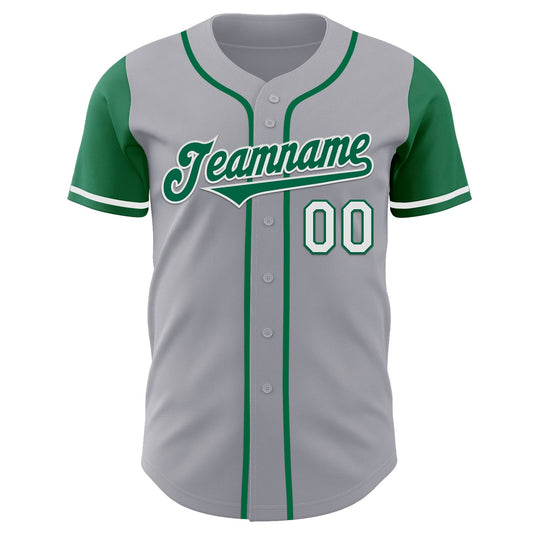 Custom Gray Kelly Green-White Authentic Two Tone Baseball Jersey - Sky-Custom