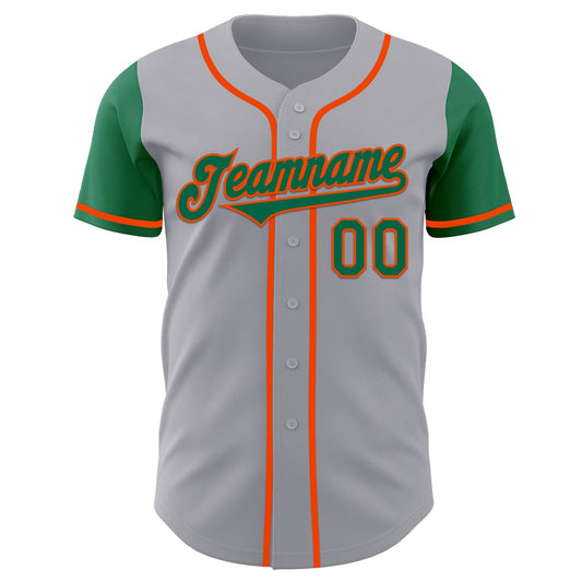Custom Gray Kelly Green-Orange Authentic Two Tone Baseball Jersey - Sky-Custom