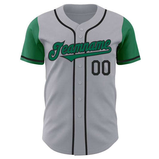 Custom Gray Kelly Green-Black Authentic Two Tone Baseball Jersey - Sky-Custom