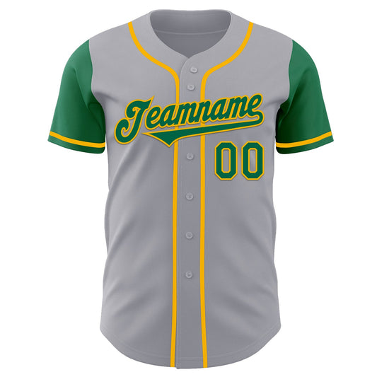Custom Gray Kelly Green-Gold Authentic Two Tone Baseball Jersey - Sky-Custom