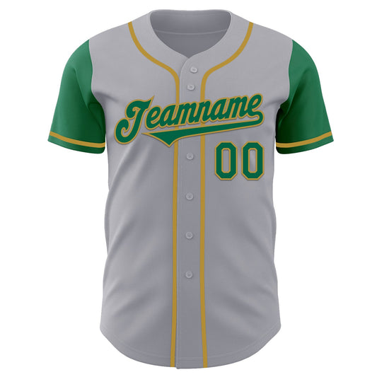 Custom Gray Kelly Green-Old Gold Authentic Two Tone Baseball Jersey - Sky-Custom