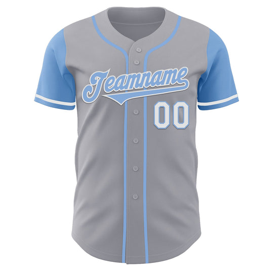 Custom Gray Light Blue-White Authentic Two Tone Baseball Jersey - Sky-Custom