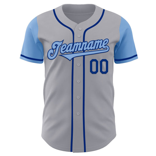Custom Gray Light Blue-Royal Authentic Two Tone Baseball Jersey - Sky-Custom