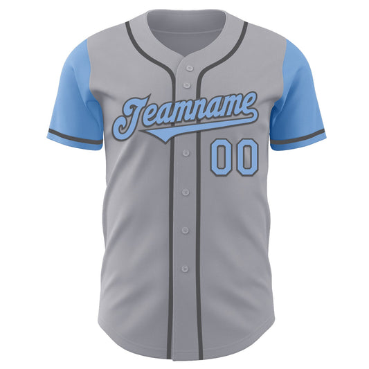 Custom Gray Light Blue-Steel Gray Authentic Two Tone Baseball Jersey - Sky-Custom