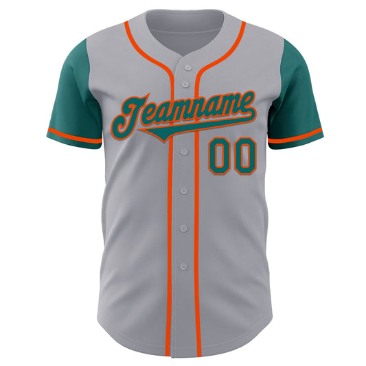 Custom Gray Teal-Orange Authentic Two Tone Baseball Jersey - Sky-Custom