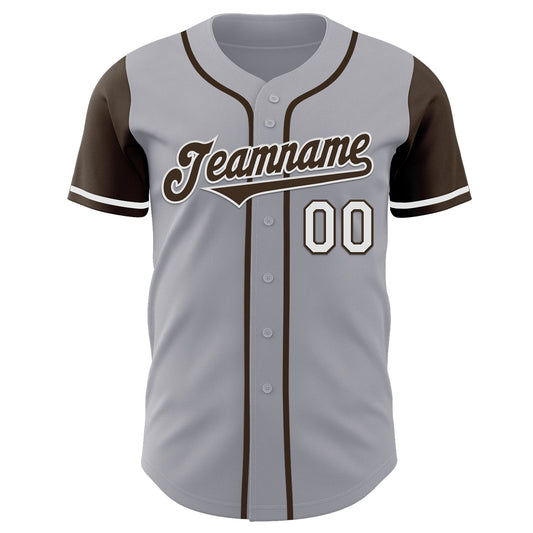 Custom Gray Brown-White Authentic Two Tone Baseball Jersey - Sky-Custom