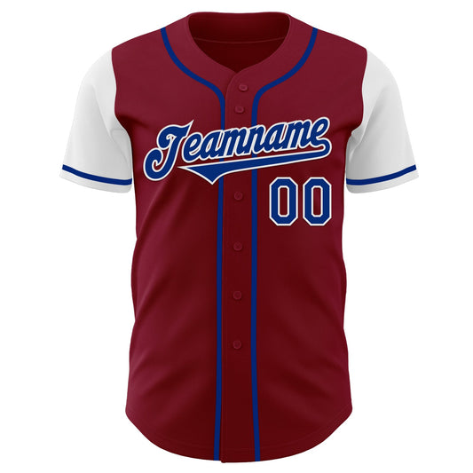 Custom Crimson Royal-White Authentic Two Tone Baseball Jersey - Sky-Custom