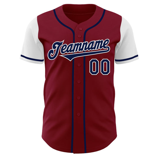 Custom Crimson Navy-White Authentic Two Tone Baseball Jersey - Sky-Custom