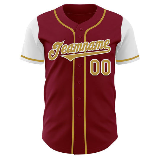 Custom Crimson Old Gold-White Authentic Two Tone Baseball Jersey - Sky-Custom