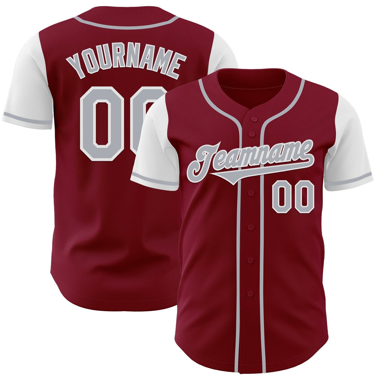 Custom Crimson Gray-White Authentic Two Tone Baseball Jersey - Sky-Custom