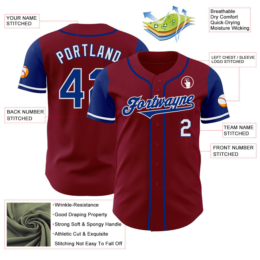 Custom Crimson Royal-White Authentic Two Tone Baseball Jersey - Sky-Custom