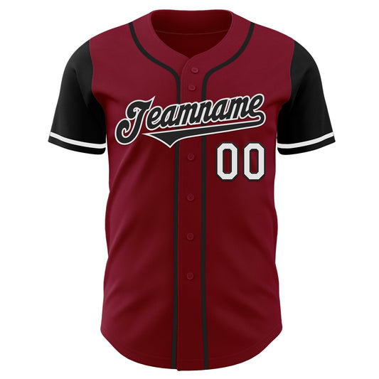 Custom Crimson Black-White Authentic Two Tone Baseball Jersey - Sky-Custom