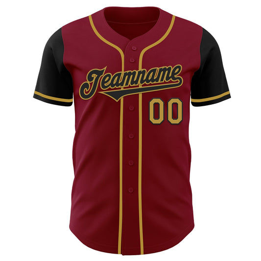 Custom Crimson Black-Old Gold Authentic Two Tone Baseball Jersey - Sky-Custom