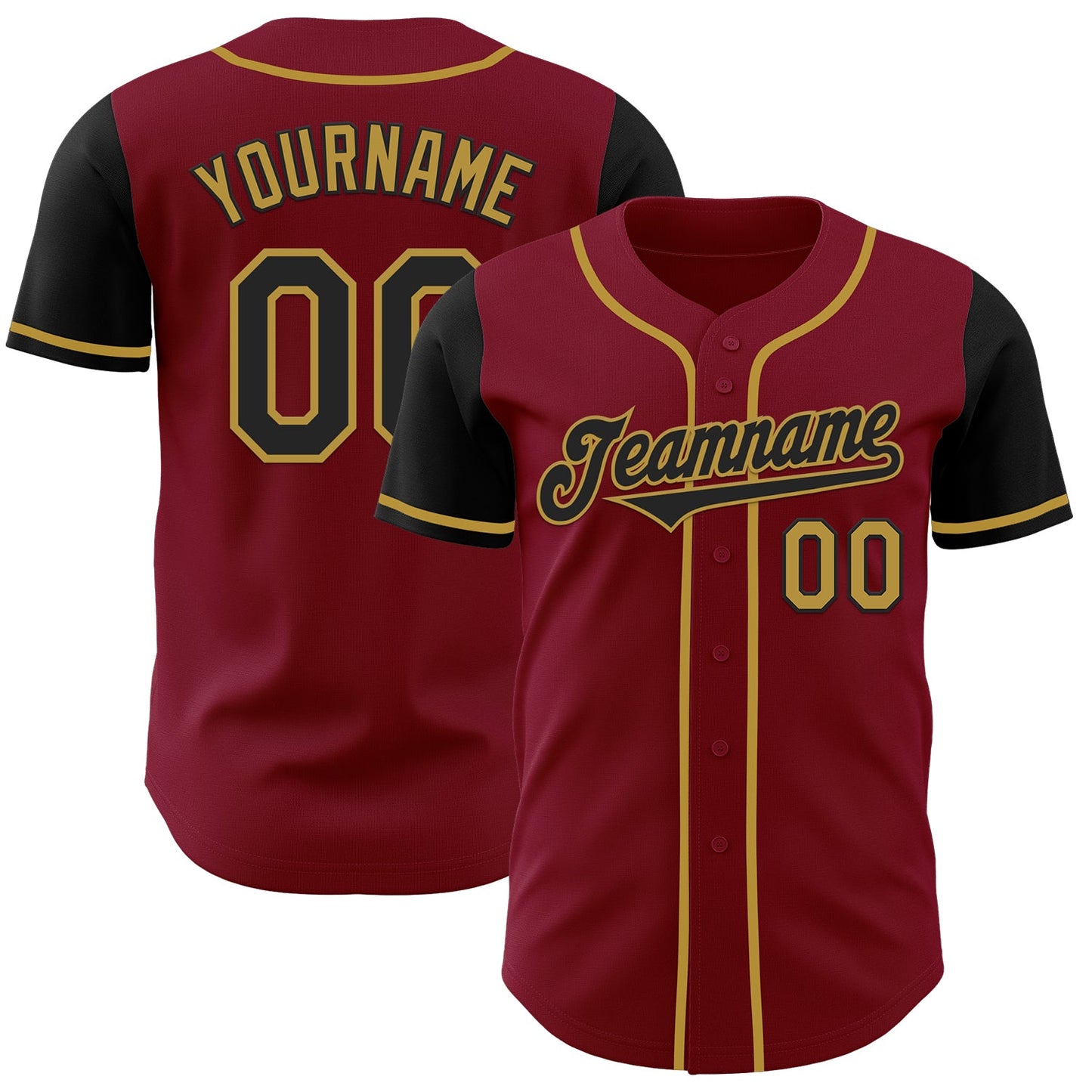 Custom Crimson Black-Old Gold Authentic Two Tone Baseball Jersey - Sky-Custom