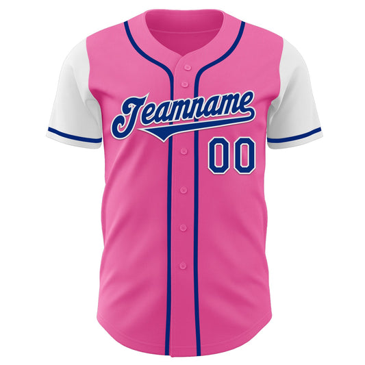 Custom Pink Royal-White Authentic Two Tone Baseball Jersey - Sky-Custom