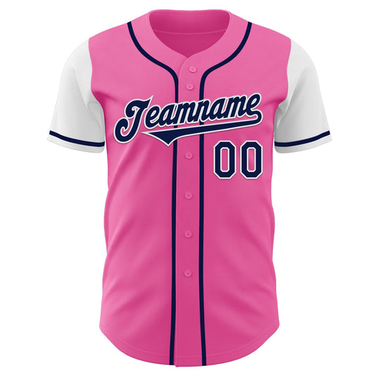 Custom Pink Navy-White Authentic Two Tone Baseball Jersey - Sky-Custom