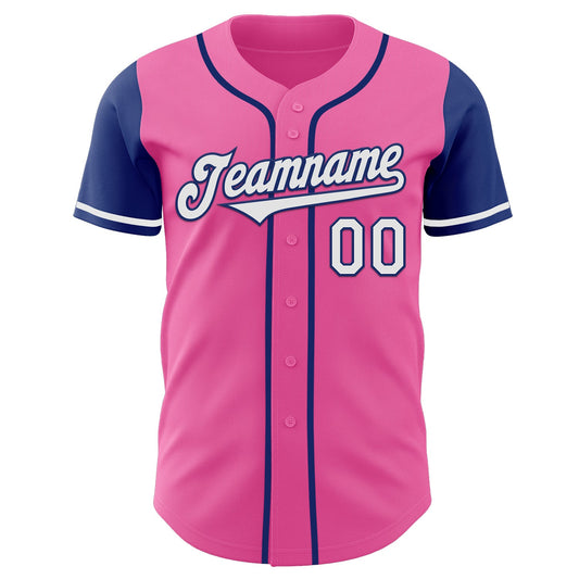 Custom Pink White-Royal Authentic Two Tone Baseball Jersey - Sky-Custom