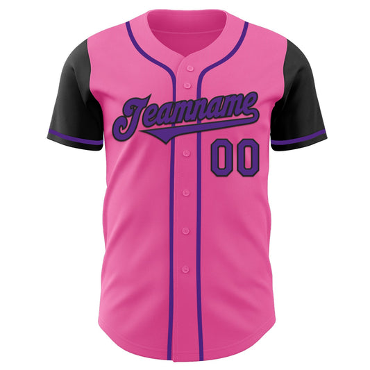 Custom Pink Purple-Black Authentic Two Tone Baseball Jersey - Sky-Custom