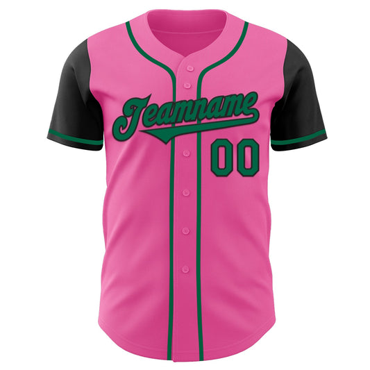 Custom Pink Kelly Green-Black Authentic Two Tone Baseball Jersey - Sky-Custom