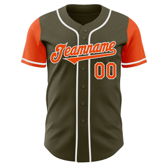 Custom Olive Orange-White Authentic Two Tone Salute To Service Baseball Jersey - Sky-Custom