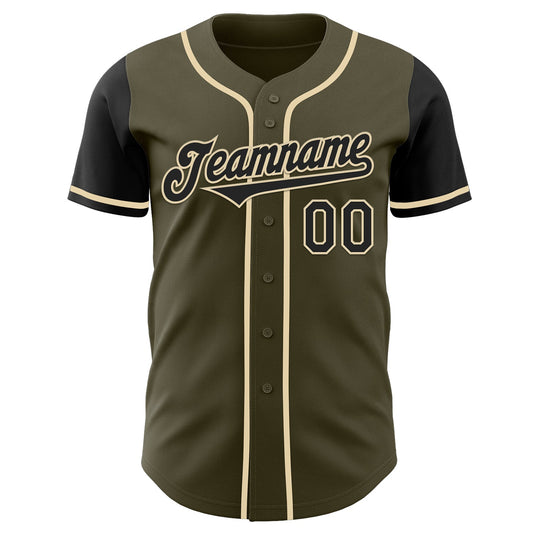 Custom Olive Black-Cream Authentic Two Tone Salute To Service Baseball Jersey - Sky-Custom