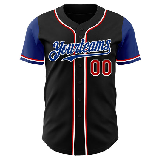 Custom Black Red Royal-White Authentic Two Tone Baseball Jersey - Sky-Custom