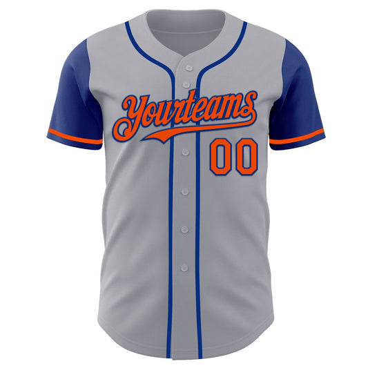 Custom Gray Orange-Royal Authentic Two Tone Baseball Jersey - Sky-Custom