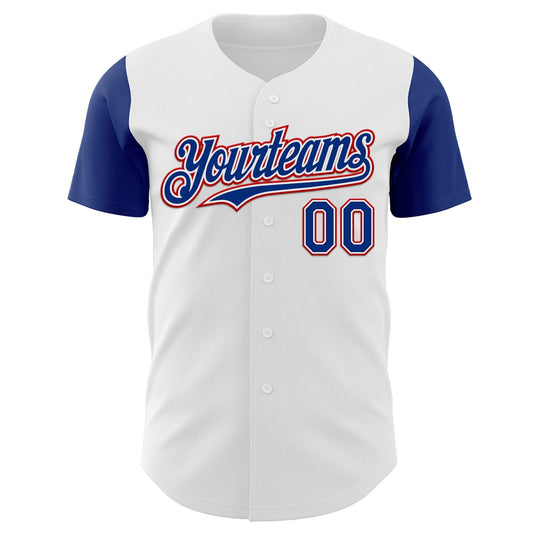 Custom White Royal-Red Authentic Two Tone Baseball Jersey - Sky-Custom