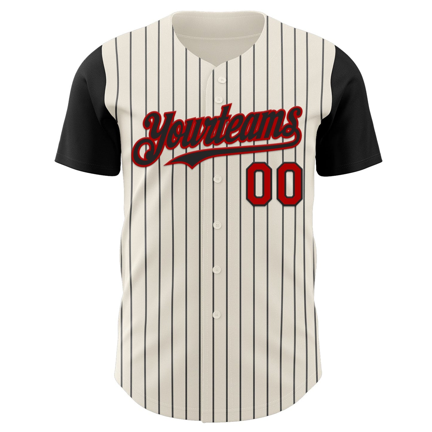 Custom Cream Black Pinstripe Red Authentic Two Tone Baseball Jersey - Sky-Custom