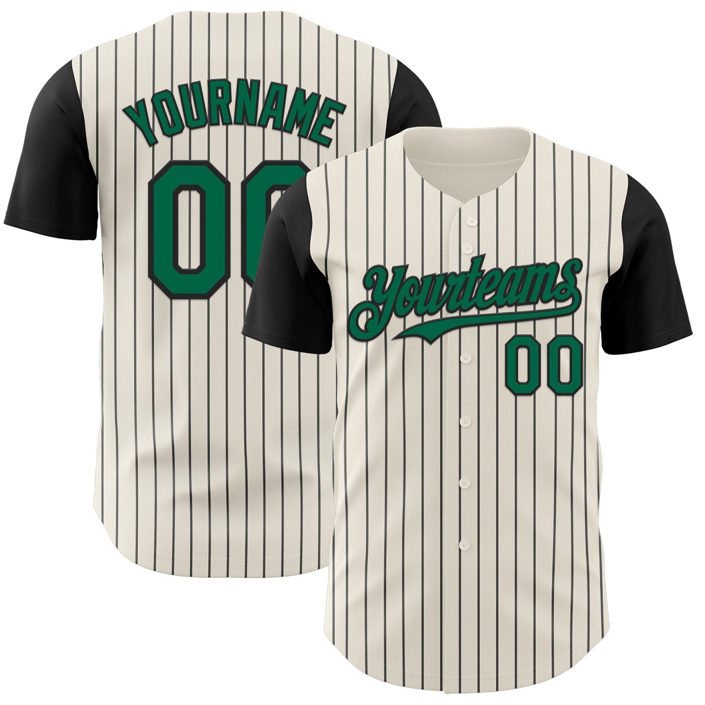 Custom Cream Black Pinstripe Kelly Green Authentic Two Tone Baseball Jersey - Sky-Custom